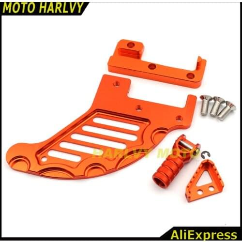 Set CNC Rear Brake Disc Guard Protector Cover+Pedal Step Tips & Gear Shifter Lever Tip For KTM 125 144 150 200 250 300 450 EXC