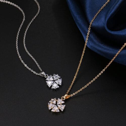 Cubic Zirconia Necklace For Women Snowflake Pendant Silver Color Necklace Choker Dainty Chain CZ Collares Jewelry