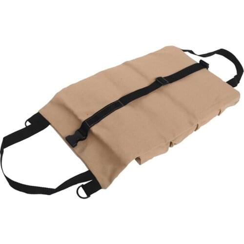 Practical Multi-Purpose Tool Roll Up Canvas Storage Bag Wrench Roll Pouch Hanging Tool Zipper Carrier Tote Organizer