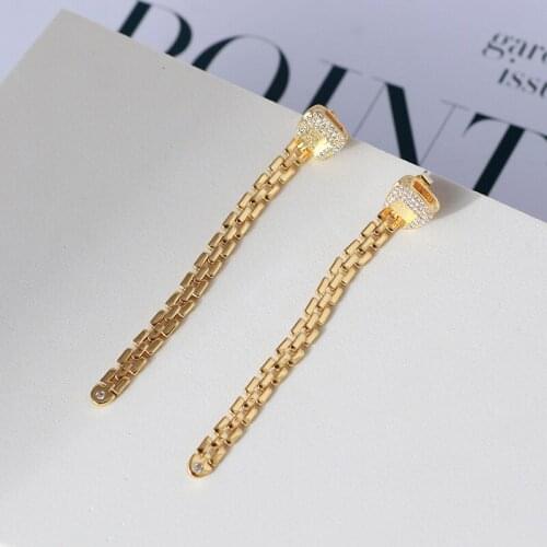 Tide simple belt buckle strap shape inlay small drill dual purpose earring earrings