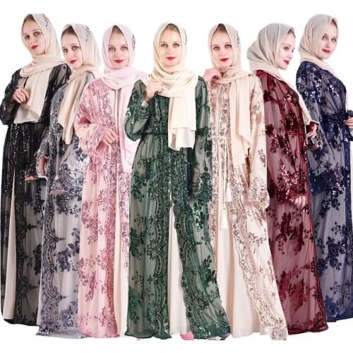 Luxury 7-color Positioning Embroidery Muslim Womens Middle East Islam Robes