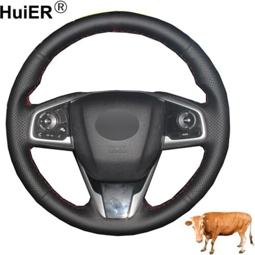 Hand Sewing Car Steering Wheel Cover Top Cow Leather For Honda Civic Civic 10 2016-2019 CRV CR-V 2017-2019 Clarity 2016-2018