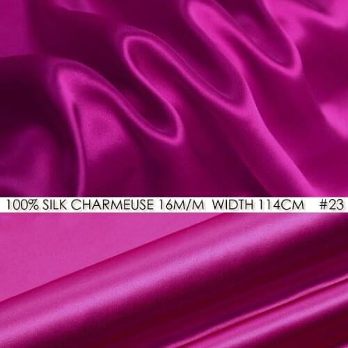 SILK CHARMEUSE SATIN Fabric 114cm width 16momme/100% Pure Silk Satin Factory Direct Wholesale Free Shipping Hot Pink NO 23