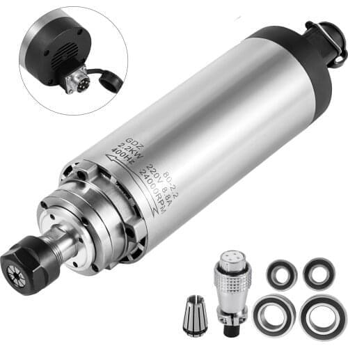 VEVOR 1.5KW 2.2KW 220V Air Cooled Spindle Motor with Four Bearings ER11 ER20 Collet for CNC Router Engraver Frequency Converters