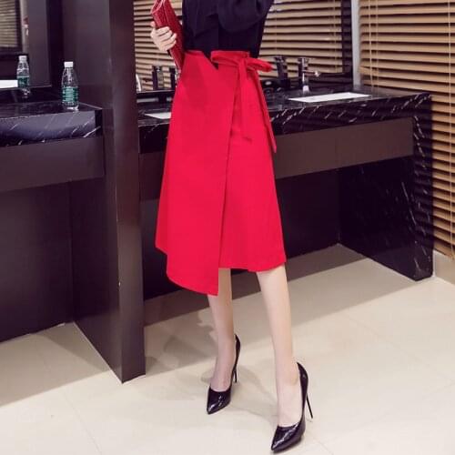 Spring Autumn Women Midi Skirt Elegant Korean Style High Waist Office Lady A-line Skirts Female Plus Size 5xl Casual Streetwear