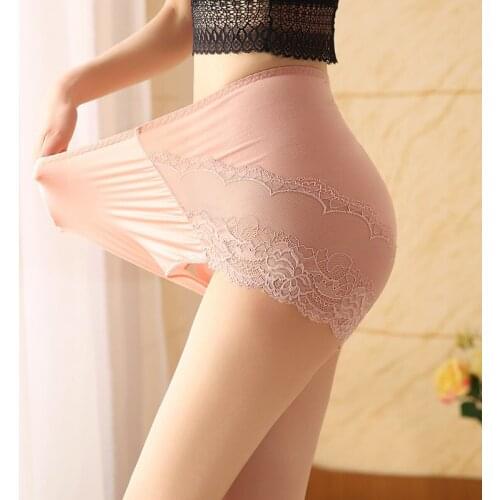 Plus Size Womens Panties Female Underpants Ice Silk Lace Underwear High Waist Panties Sexy Lingeries Briefs Ladies Pantys 6XL