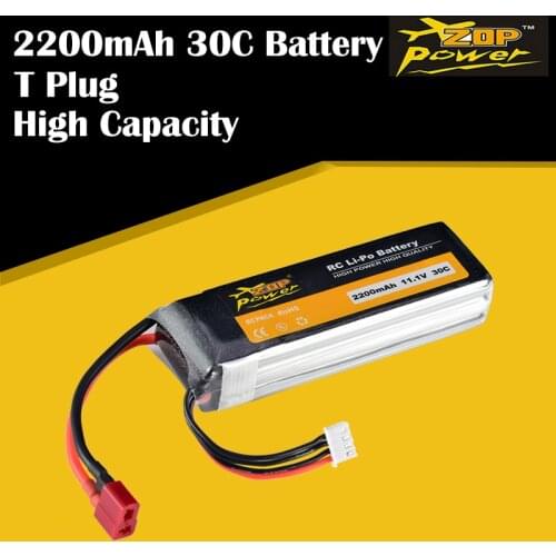 ZOP Power 11.1V 2200mAh 30C 3S Lipo Battery T Plug Rechargeable battery For RC Racing Drone Helicopter Multicopter Car Model