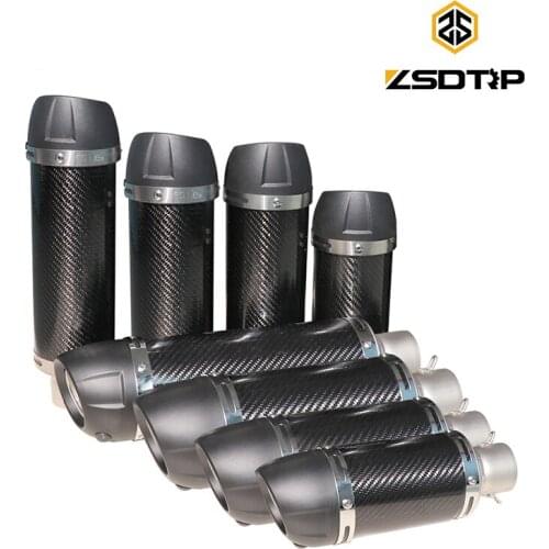 ZSDTRP Universal Motorcycle Real Carbon Fiber Slip On Exhaust Muffler Pipe Escape with DB Killer for Most Motorcycle