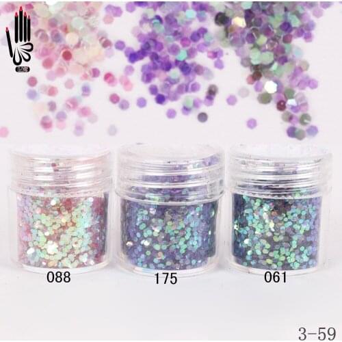 1 Jar/Box 10ml 3 Colorful Pink Purple Nail Glitter Hex Sequins Powder Paper For Nail Art Decoration Optional 300 Colors 3-59