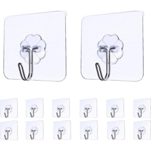 10PCS Anti-skid Hooks Strong Transparent Suction Cup Sucker Wall Hooks Traceless Self Adhesive Nail Type Super Sucker