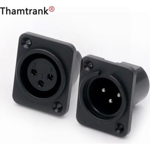 100pcs Male Plug XLR Connecter Adapter for Audio&Video 3pin Female Socke Panel Mounted Chassis Square Shape MIC Microphon