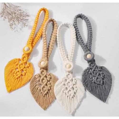 4 Colors Fashion Leaf Drapery Rope Holdbacks Creative Drapery Rope Leaf Macrame for Indoor