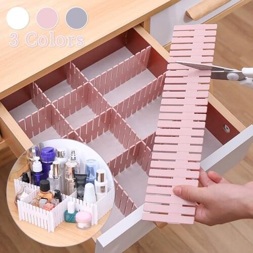 4pcs Drawer Divider Adjustable Plastic Free Combination Partition Storage Shelves Organizer Underwear Socks Makeup Clapboard
