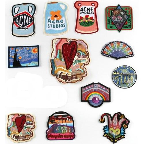 6pcs/lot Round Embroidery Patch Letter Clothing Decoration Flower Fan Fox Accessories Strange Thing Iron Heat Transfer Applique