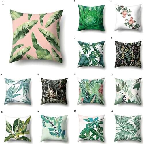 Africa Tropical Plant Printed Loin Pillowcase Green Leaves Linen Pillow Cases Chair Pillow Cover Home Decorative Pillow 45*45cm