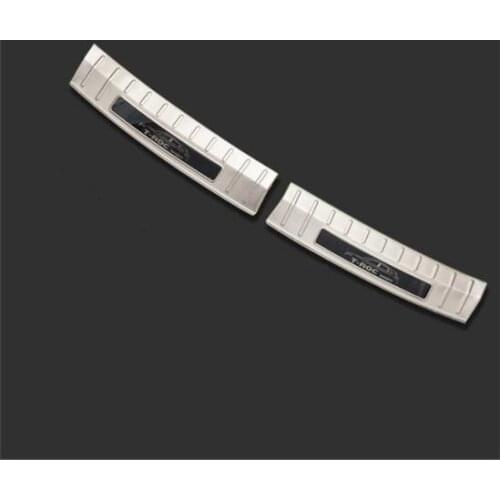 Accessories for T-ROC t roc troc 2018 Stainless Steel Rear Bumper Foot Plate Protector Door Sill Scuff Sticker