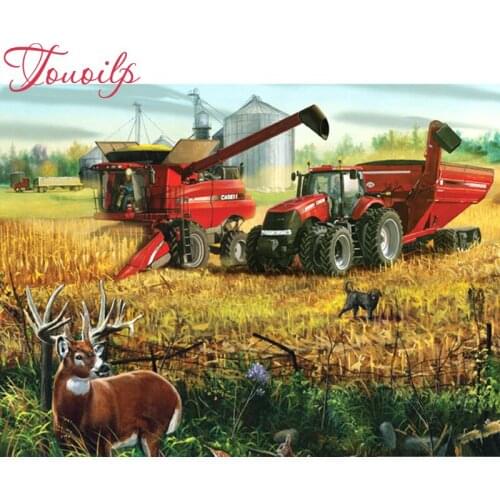 TOUOILP 5D DIY Diamond Painting Full Square/Round Drill "Tractor scenery" Embroidery Cross Stitch Mosaic Home Decor Gift
