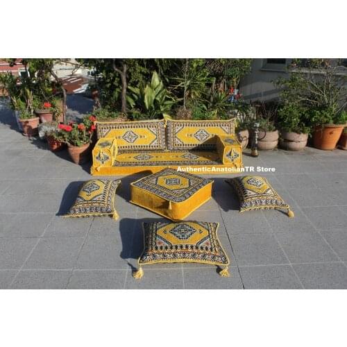 Arab Seat, Outdoor Floor Seating Oriental Patterns, Ottoman Table, Hookah Sofa, Carpet, Sofa