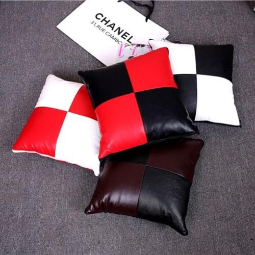 Car Pillow Blanket Cushion Car Lumbar Support Pillow Multi-functional Pillow Blanket Two-Tone Leather Panel on Behalf