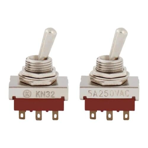 Free shipping 5pcs/lot Button switch shake switch kn32 6-foot 2-gear AC 250V 5A 6-foot 2-gear 12mm