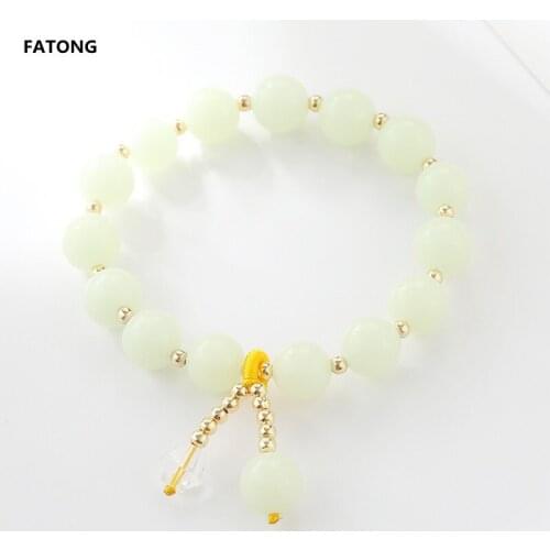 Natural luminous stone bracelet female gemstone bracelet elastic pendant ladies gemstone jewelry does not fade