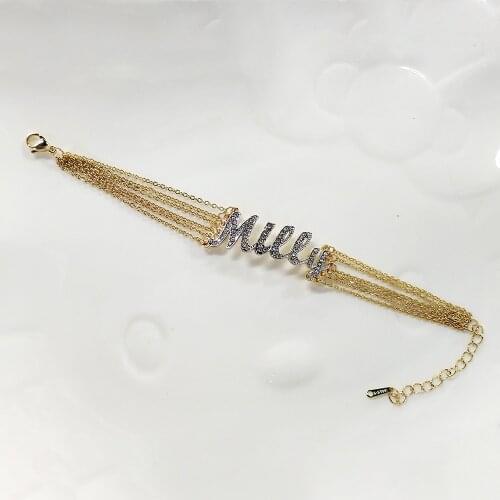 Custom Name Bracelet Double Color Gold&Silver Multi-row Chain Bracelet High-end Jewelry Personalized Name Bracelet for Women