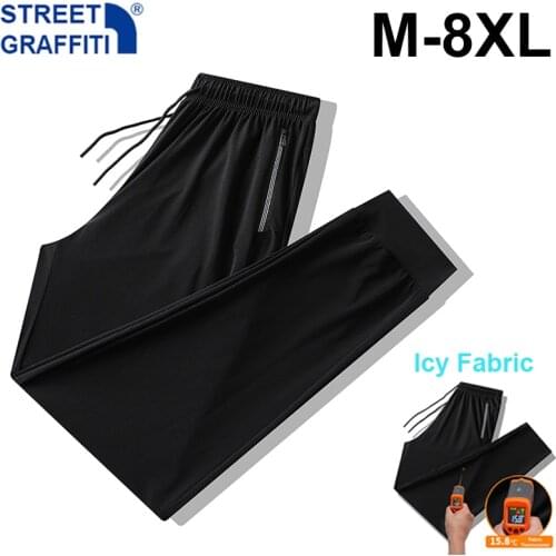 New Summer Men Pants Joggers Fitness Casual Quick Dry Sweatpants Pants Male Breathable Lightweight Tie Feet Elasticity Trousers
