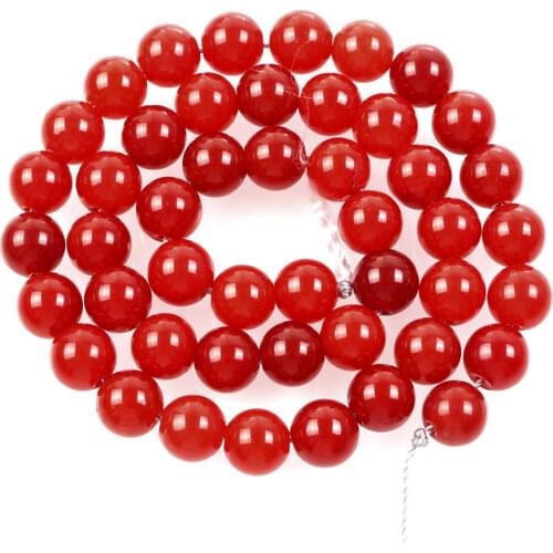 Natural Stone Beads Big Red Transparent Marble Loose Beads for Jewelry Making Needlework DIY Bracelet Strand 4-12 MM