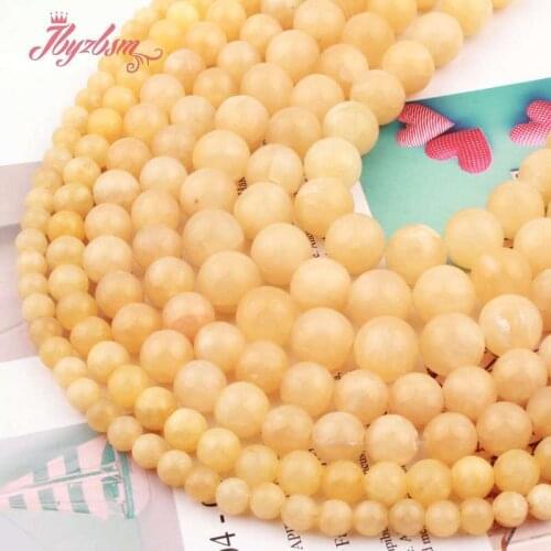 Round Lemon Jades Beads Smooth Loose 6/8/10/12MM Stone Beads For DIY Necklace Bracelets Earring Jewelry Making Strand 15"