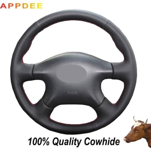 Black Leather Steering Wheel Cover for Nissan Almera N16 Pathfinder Primera Paladin Old XTrail 2001- 05 2006 Renault Samsung SM3