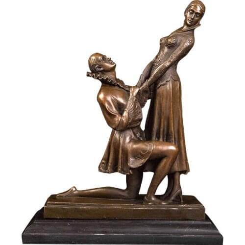 DS-459 Bronze love art decor Boy Courting Girl Statue Romantic Figurine Bronze Couple Love Sculpture Wedding Room Indoor Decor