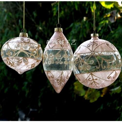 Tree Ornaments Twilight Feather Paint Ball Window Hotel Kindergarten Christmas Glass Pendant