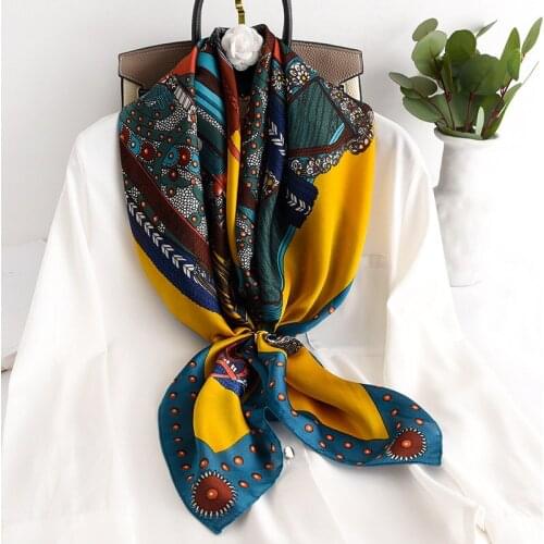 KOI LEAPING New carriage Print Silk Scarf Female FASHION Summer Sunscreen Shawl Autumn Famous Wind Scarf Beach Scarf hot sale