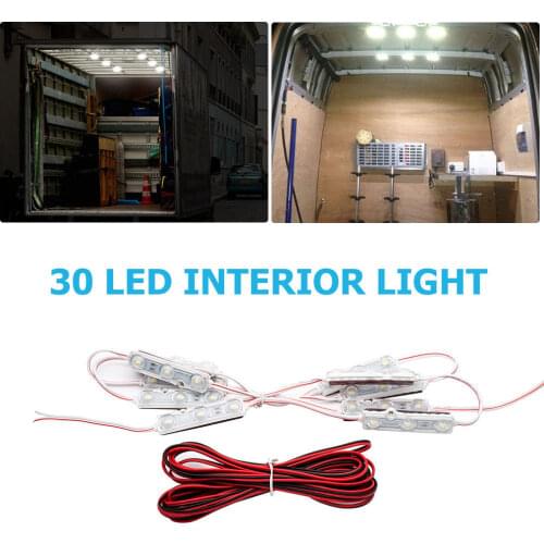 12V 30 Interior LED Super Bright White Light Kit Upgrade Package Kit for Van Camper Caravan Boat Car White Light