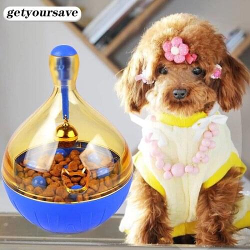 Dog/Cat Feeder Toys Tumbler Leaky Food Balls with Small Bells Puppy Plastic Leakage Foods Dispenser Funny Puzzle Pets Supplies