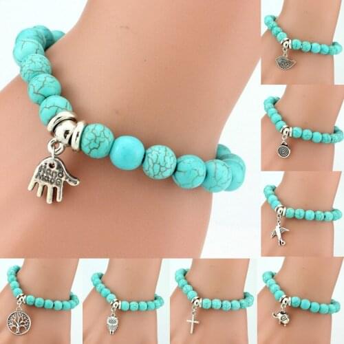 Fashion Strand Bracelets with Owl Elephant Palm Cross Girl Beads Bracelet Women Jewelry Lady 2020 New Wholesale Free Shipping