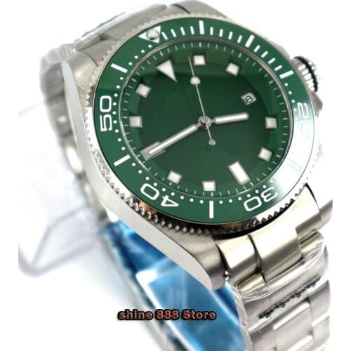 43mm Sterile Green dial Sapphire glass Luxury Luminous date ceramic bezel automatic mens watch
