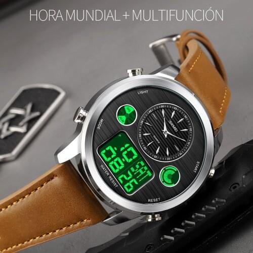 SKMEI World Time Men Digital Watches Dual Movement Chrono Male Wristwatch reloj hombre For Fashion Women Dress Jewelry Clock