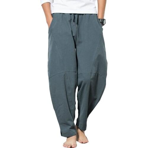 Hip Hop Harem Wide Leg Pants Men Casual Pants Plus Size Loose Trousers Joggers 5XL Chinese style cotton pants for Men 2019 New