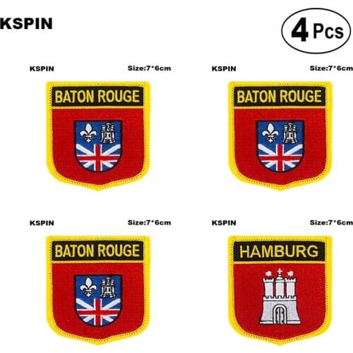 Baton Rouge Flag Embroidery Patches Iron on Saw on Transfer patches Sewing Applications for Clothes in Home&Garden