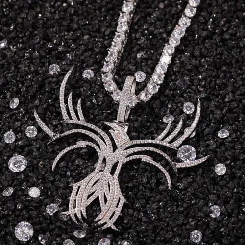 New Fashion Hip Hop Micro Paved Cubic Zirconia Bling Iced Butterfly Bone Pendants Necklace gifts Rapper Jewelry for men women