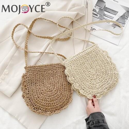 Handmade Straw Rope Woven Handbag Vintage Straw Rope Knitted Messenger Bag Lady Summer Beach Shoulder Crossbody Pouch