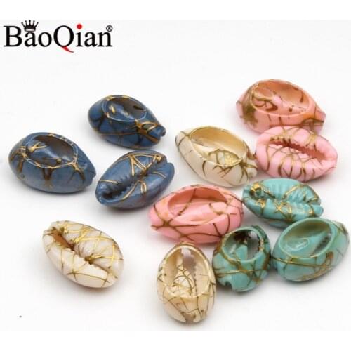 10Pcs Gold Veins Shell Natural Sea Shells Beach Decor For DIY Home Decoration Seashells Fishtank Embellishment 10-20mm