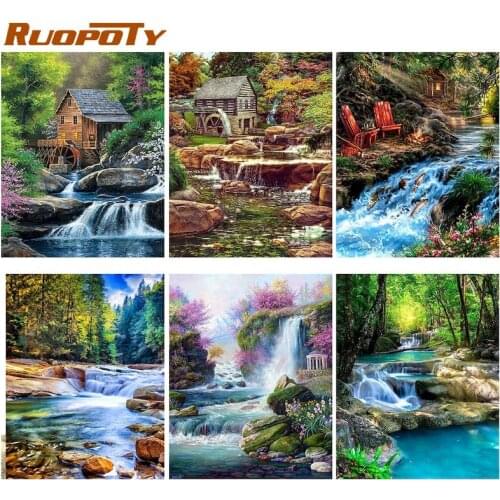 RUOPOTY DIY Scenery Coloring By Numbers Paint By Numbers House Picture On Canvas Acrylic paints Home Decor