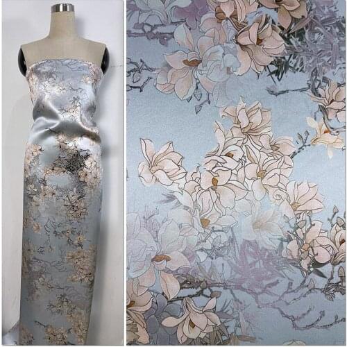 Silk Heavy Fabric Cheongsam Dress 40 Mumi Qiao Satin Pink Blue Magnolia