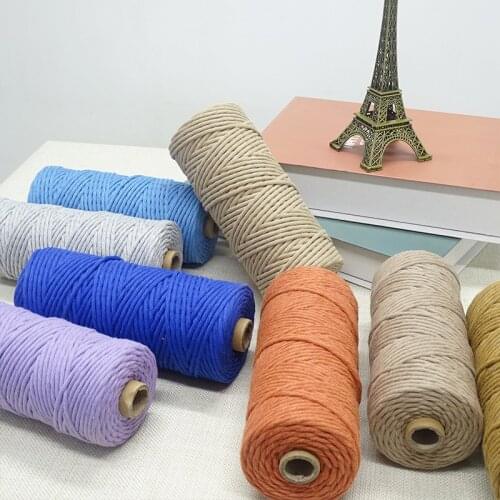 3 mm 100m 100% Cotton Cords Colorful Ropes Beige Twisted Crafts Macrame String DIY Home Textile Decorative Supply Top Quality