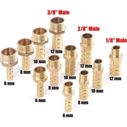 2pcs/lot 1/8" 2/8" 3/8" Male Connector 6~12mm Brass Pagoda Connectors Irrigation Hose Fittings Gas Pipe Adapter Copper Joints