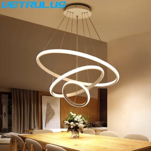 Modern Ring Nordic Creative Led Chandelier Living Room Bedroom Home Fashion Atmospheric Hanging Line Retractable Led Chandelier