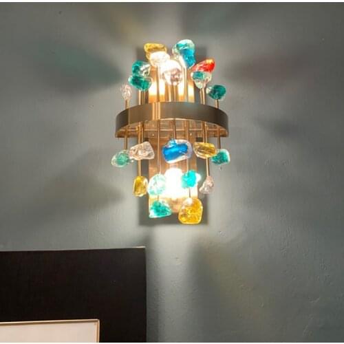 Modern gold wall lamp for bedroom bedside living room home decoration colour crystal wall sconce led wall indoor Lighting