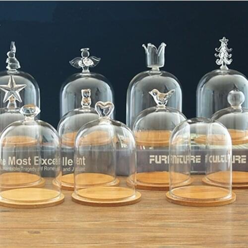 9*11cm Different Top Glass Dome Vase Home Decoration Diameter=9cm Height=11cm Glass Cover Bamboo Base Wedding Friend Favor Gift